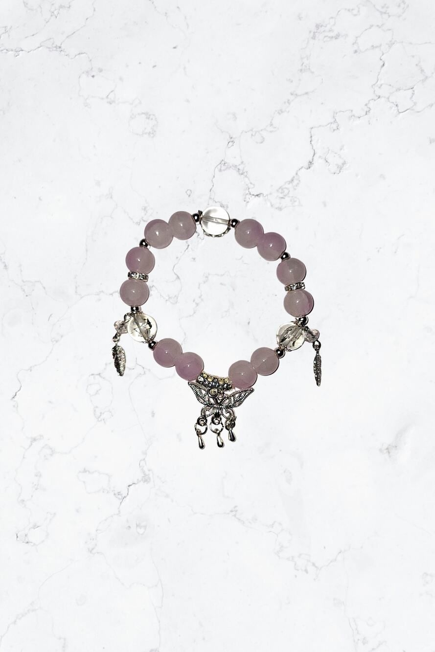 Pink Butterfly Beaded Bracelet